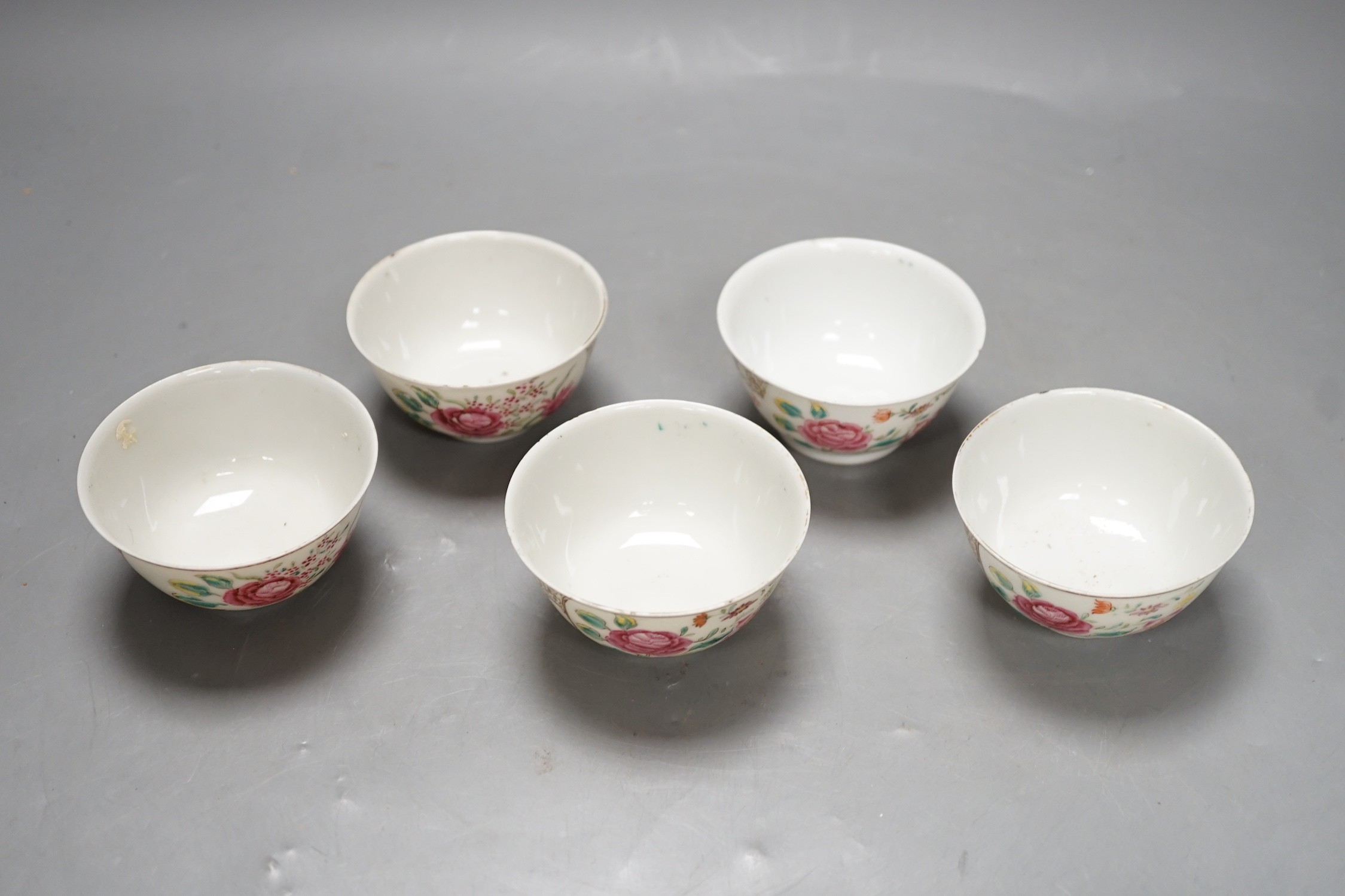 A set of five Chinese famille rose fencai tea bowls, Qianlong period, 4cm high